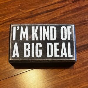 Funny Wooden Box Sign Typography Desk Accessory Rectangular Novelty Black White